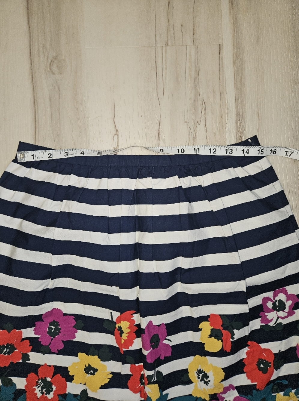Banana Republic Factory Floral Stripe A-Line Skirt Navy White Women's Size 6 - Picture 3 of 11